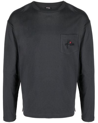 Kiton T-shirt en coton à logo brodé - Gris