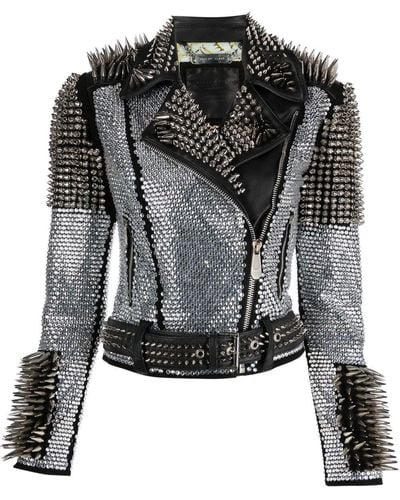 Philipp Plein Crystal Studded Jacket - Black
