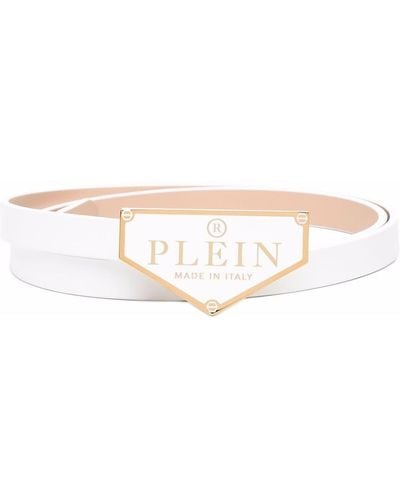 Philipp Plein Iconic Plein Leather Belt - White