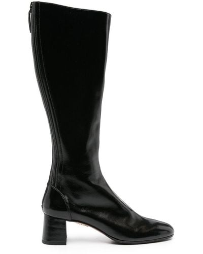 Aquazzura Saint Honore 50mm Leather Boots - Black
