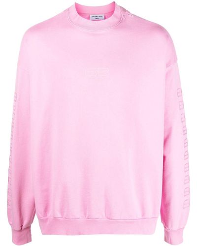 Balenciaga Sweater Met Geborduurd Logo - Roze
