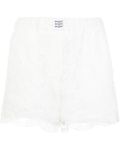 MSGM Shorts con inserti in pizzo - Bianco