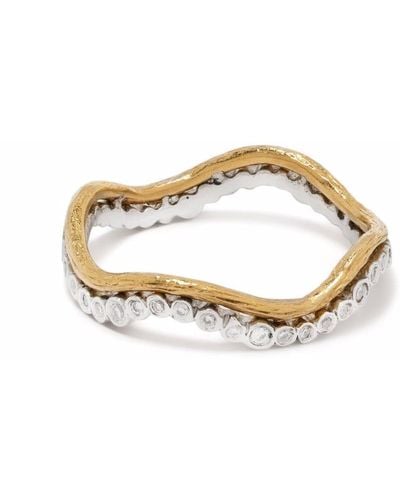 Cathy Waterman 22kt Gold Wave Diamond Ring - Metallic