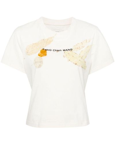 Feng Chen Wang Logo-embroidered Cotton T-shirt - White