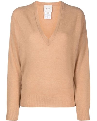 Alysi V-neck Wool-blend Sweater - Natural