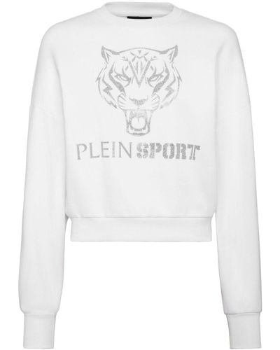 Philipp Plein Cropped Sweater Met Tijgerprint - Wit