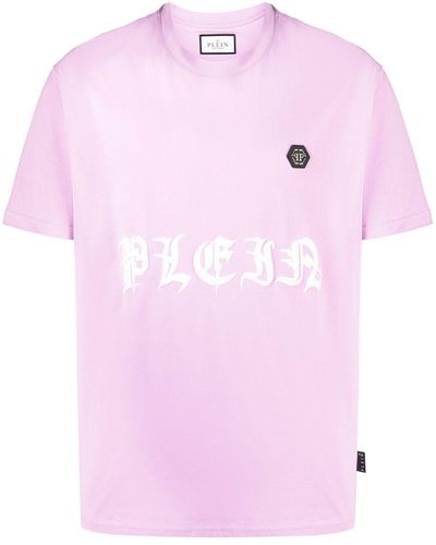 Philipp Plein Gothic-print Logo Cotton T-shirt - Pink