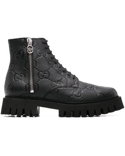 Gucci GG Supreme Leather Boots - Black