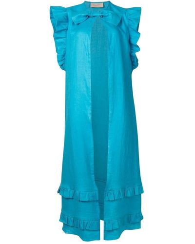 Adriana Degreas Ruched Sleeveless Maxi Dress - Blue
