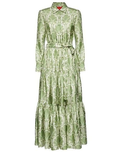 La DoubleJ Long-sleeve Tied-waist Dress - Green