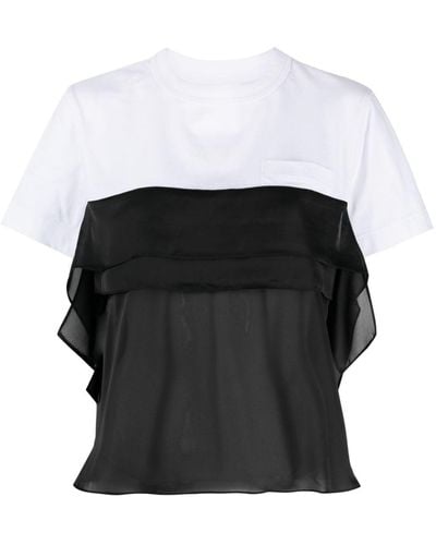Sacai セミシアー パネル Tシャツ - ブラック
