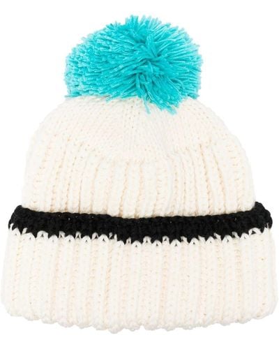 Patou Pompom-trim Knitted Hat - Blue