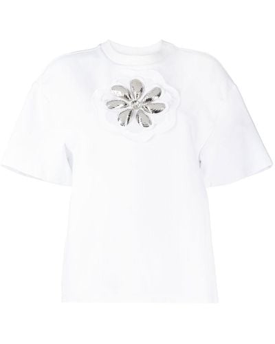 Area Embellished Cut-out T-shirt - White