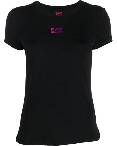 EA7 T-Shirt mit Ombré-Logo - Schwarz