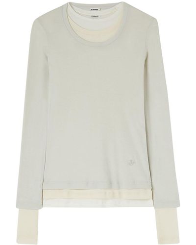 Jil Sander T-shirt en coton à design superposé - Blanc