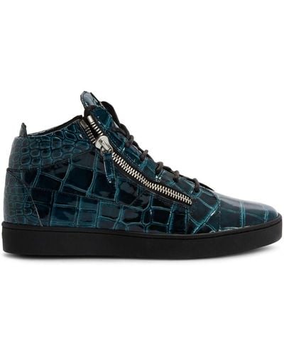 Giuseppe Zanotti Frankie Crocodile-embossed Hi-top Sneakers - Blue