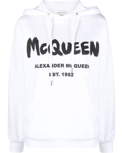 Alexander McQueen Mcqueen Graffiti Hoodie - White