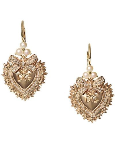 Dolce & Gabbana 18kt Yellow Gold Diamond Devotion Earrings - Metallic