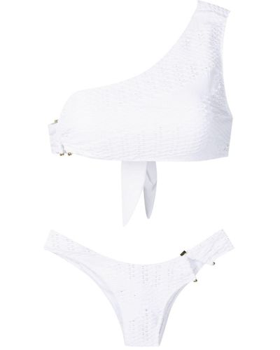 Amir Slama Open-knit Off-shoulder Bikini Set - White