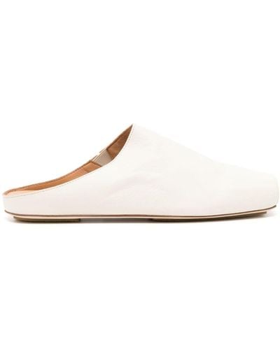Uma Wang Square-toe Leather Slippers - White