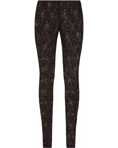 Dolce & Gabbana Skinny legging Met Bloemenkant - Zwart