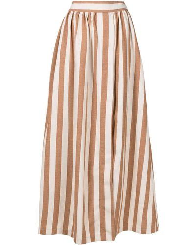 Adriana Degreas Striped Maxi Skirt - Brown