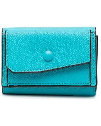 Valextra Tri-fold Leather Wallet - Blue