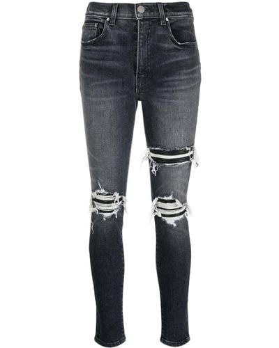 Amiri High-waist Distressed Skinny Jeans - Blue