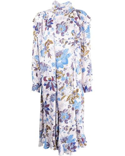Isabel Marant Gerüschtes Kleid mit Blumen-Print - Lila