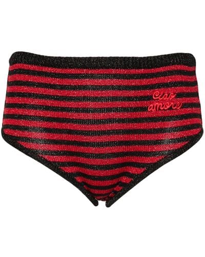 Giada Benincasa Striped Knitted Mini Shorts - Red