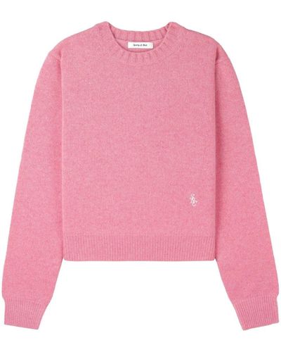 Sporty & Rich Embroidered-logo Cashmere Jumper - Pink