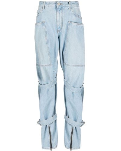 The Attico Alec High-waisted Buckled Jeans - Blue