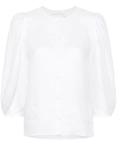Chloé Puff-sleeves Ramie Shirt - White