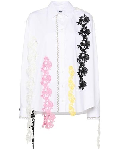 MSGM Lace-appliqué Cotton Shirt - ホワイト