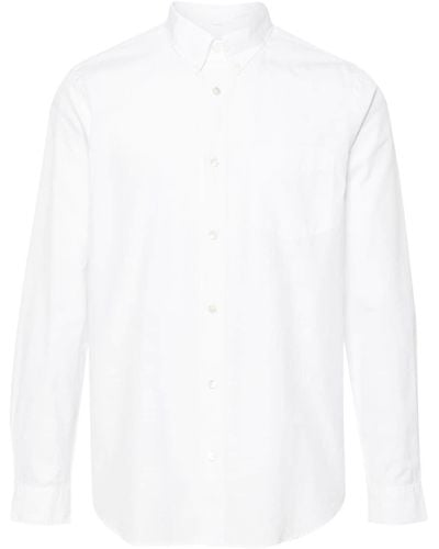 Closed Long-sleeve Cotton Shirt - White