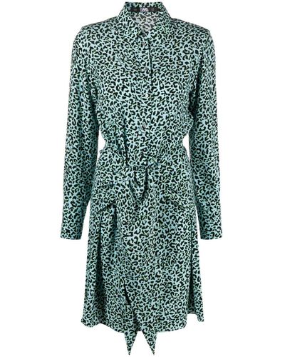 Karl Lagerfeld Robe-chemise à imprimé léopard - Vert
