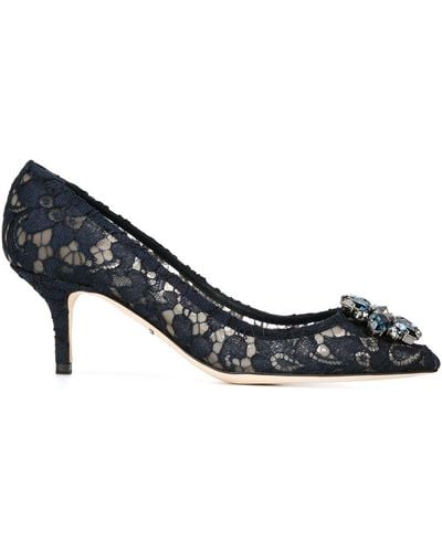 Dolce & Gabbana Rainbow Lace 60mm Brooch-detail Court Shoes - Blue