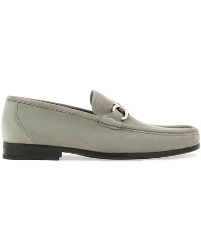 Ferragamo Gancini-plaque Leather Loafers - Grey