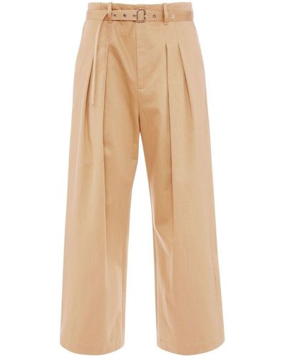 JW Anderson Wide-leg Pleat-detail Trousers - Natural