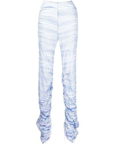 Dion Lee Ruched Striped Trousers - Blue