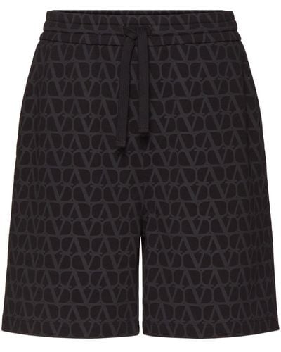 Valentino Garavani Toile Iconographe Cotton Bermuda Shorts - Black