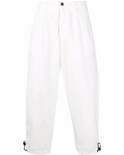 Emporio Armani Pantalones rectos con dobladillo elástico - Blanco