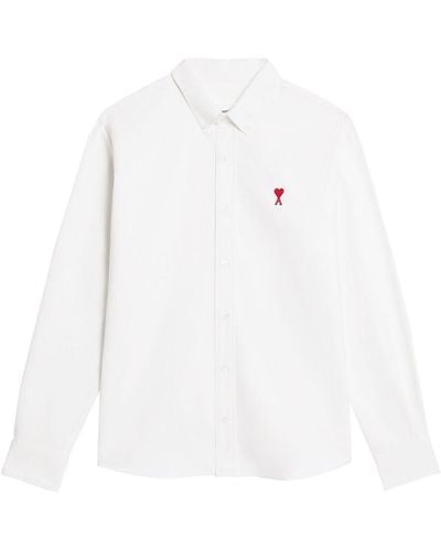 Ami Paris Hemd aus Popeline mit Logo - Weiß