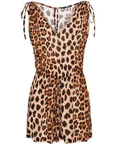 Liu Jo Leopard-print V-neck Playsuit - Brown