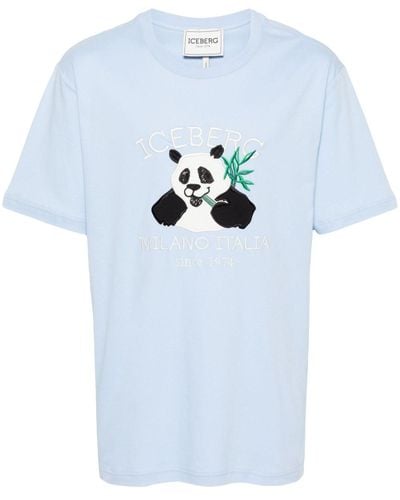 Iceberg Embroidered-logo Cotton T-shirt - Blue