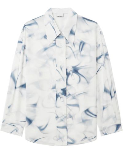 Low Classic Marble-pattern Long-sleeve Shirt - Blue