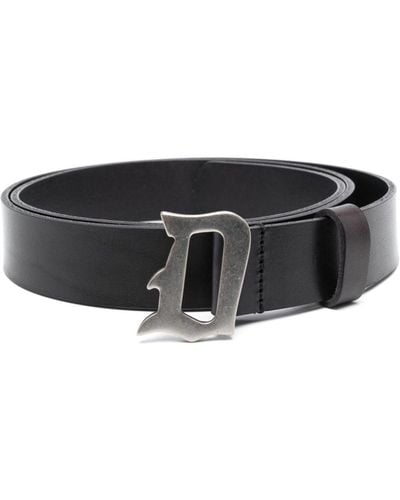 Dondup Logo-buckle Leather Belt - Black