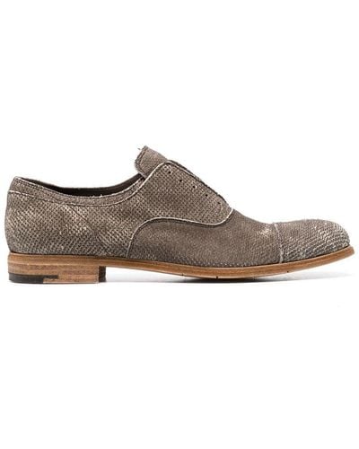 Premiata Distressed-effect Laceless Oxford Shoes - Grey