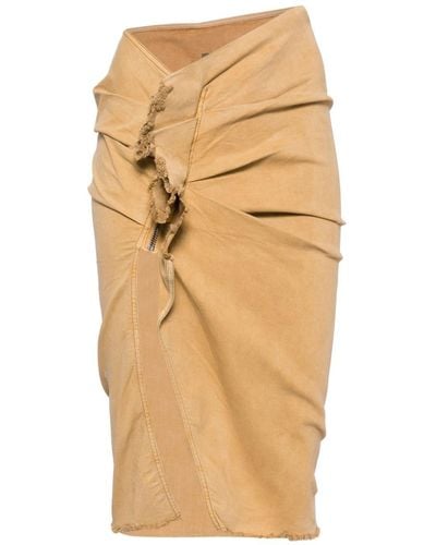 Rick Owens Edfu Gathered Denim Skirt - Natural