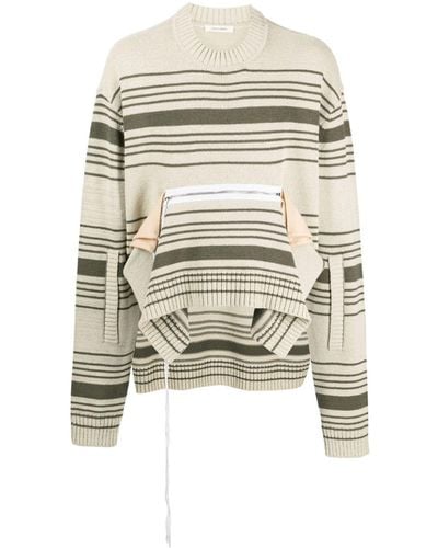 Craig Green Asymmetrischer Pullover mit Streifen - Weiß